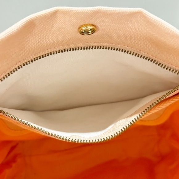 J CREW Women’s Orange Ombré Stripe Heavy Canvas Tote Travel Beach 17” X 13” - Picture 11 of 14